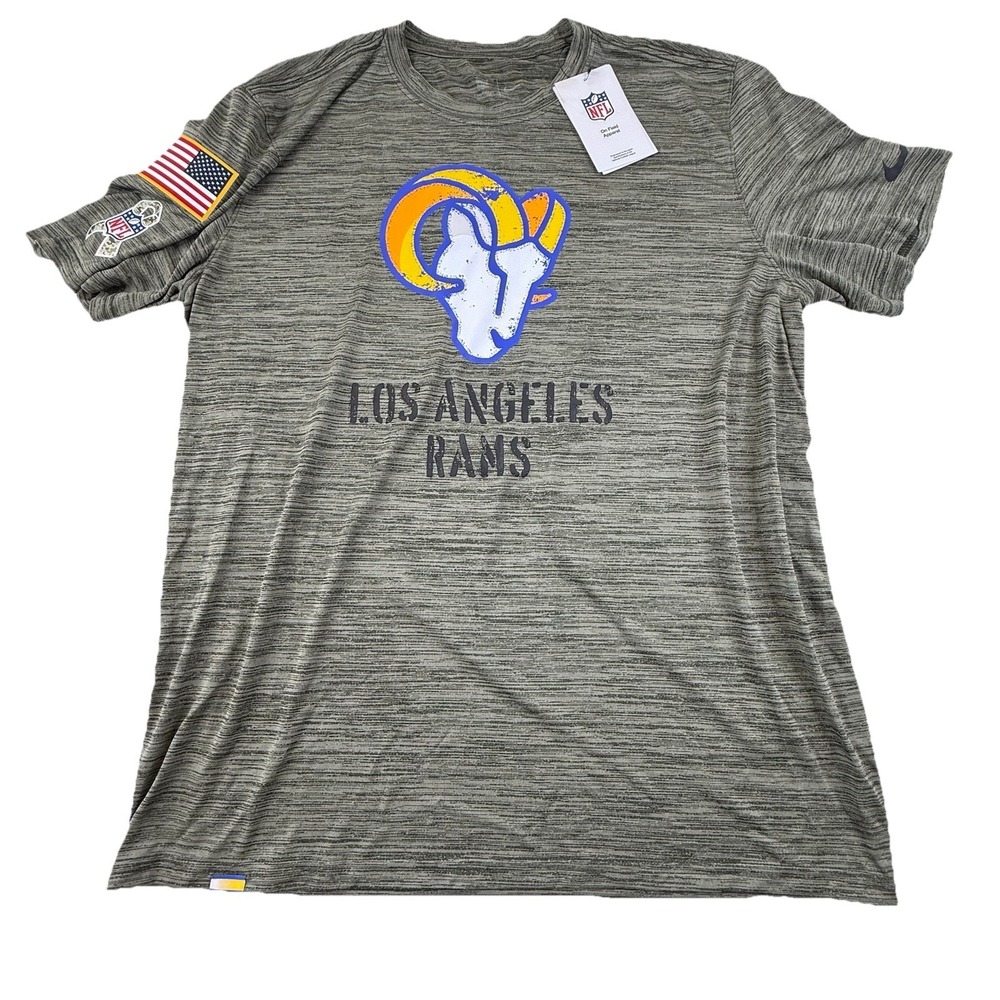 LA Rams NFL On Field Nike Dri-Fit Salute To Service Velocity Team T-Shirt Mens L